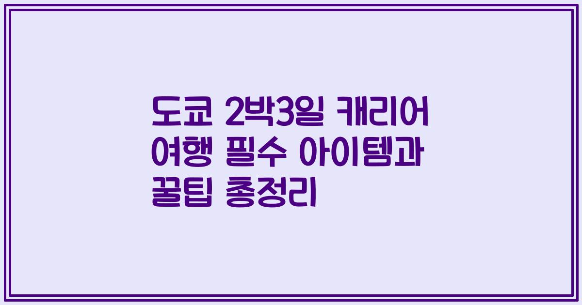도쿄 2박3일 캐리어 여행 필수 아이템과 꿀팁 총정리
