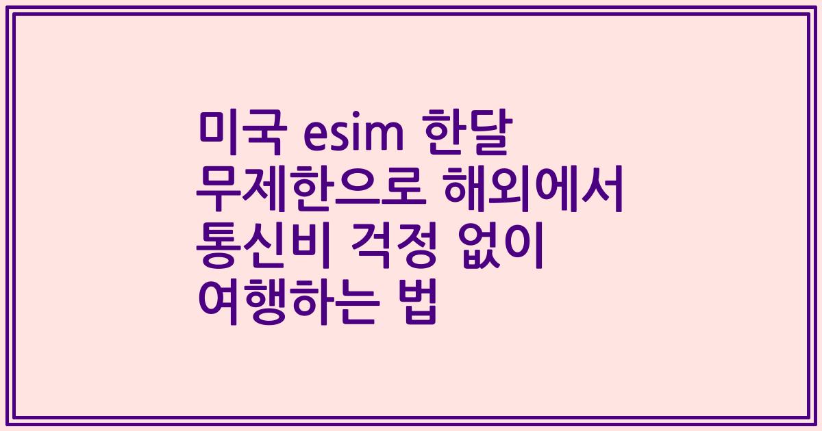 미국 esim 한달 무제한으로 해외에서 통신비 걱정 없이 여행하는 법