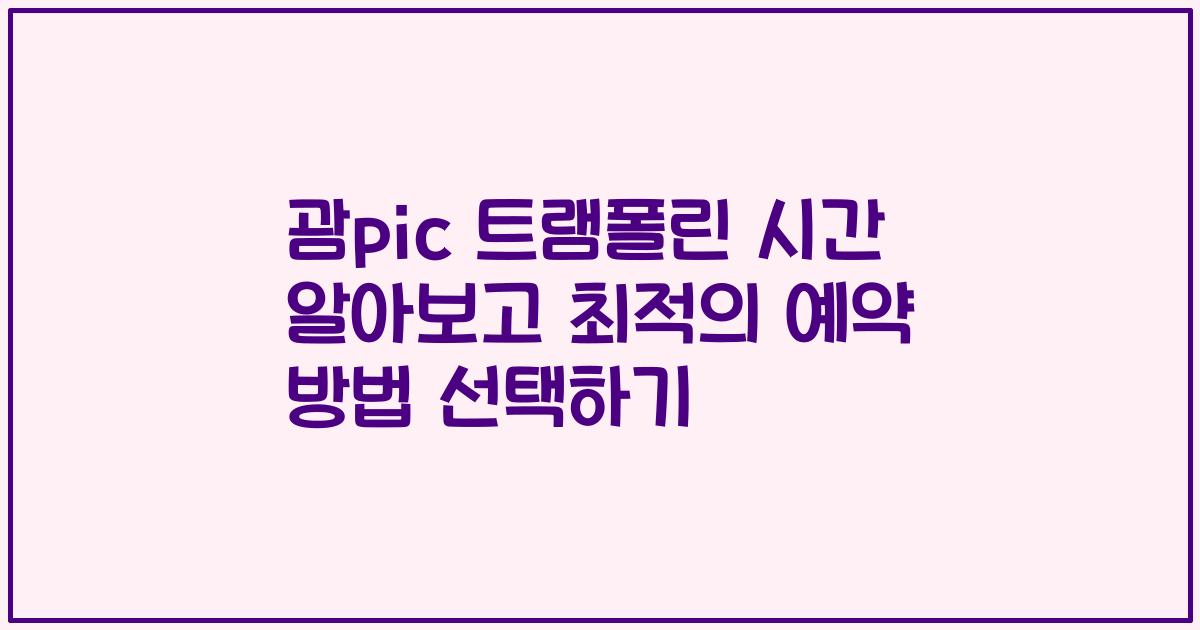 괌pic 트램폴린 시간 알아보고 최적의 예약 방법 선택하기