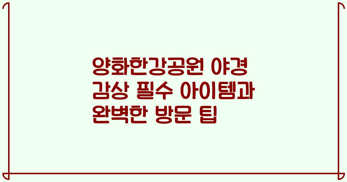 양화한강공원 야경 감상 필수 아이템과 완벽한 방문 팁