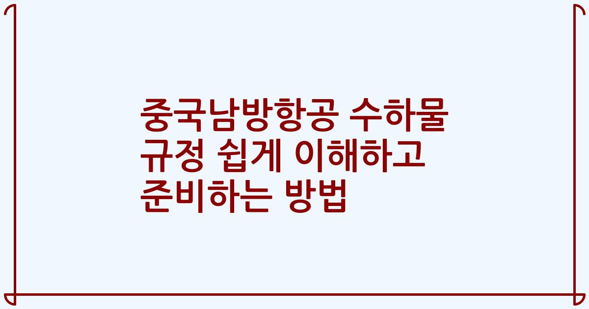중국남방항공 수하물 규정 쉽게 이해하고 준비하는 방법